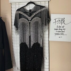 Glamorous Black and Silver Sequin Dress